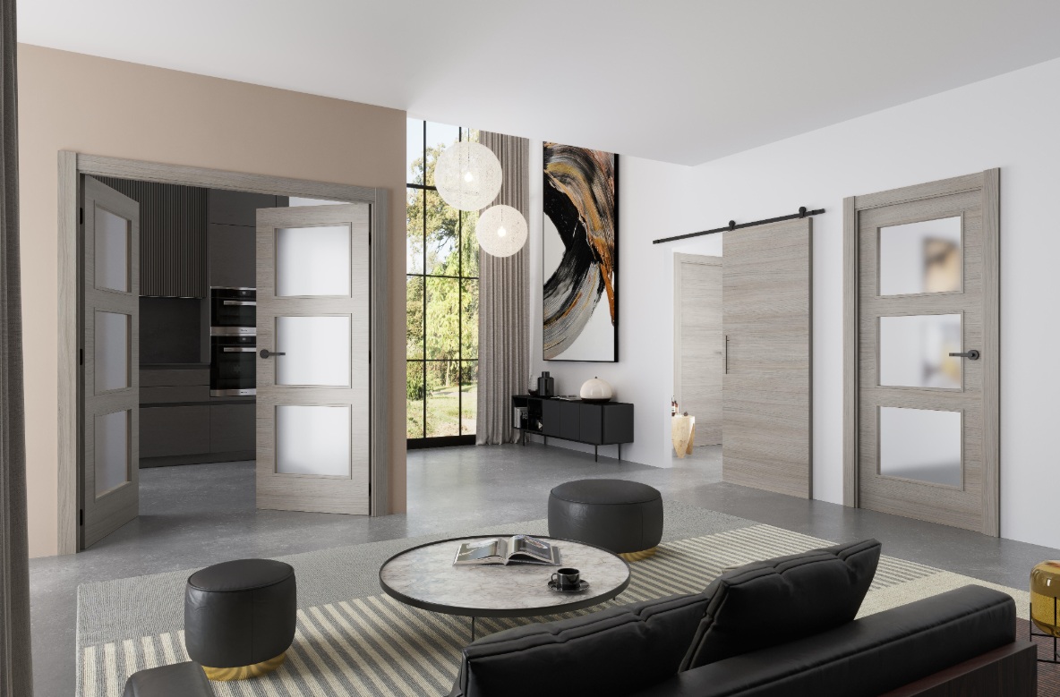 Puerta interior abatible Oslo Loft roble Line apertura derecha 9x 72.5cm - Imagen 2