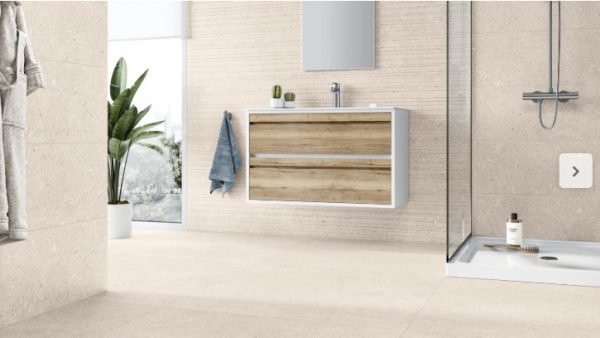 Azulejo cerámico Wellness efecto piedra beige 33x100 cm  (1,33m²) - Imagen 2