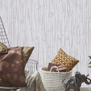 Papel pintado vinilo aplicación cola en pared Naturaleza Efecto bambú 8241 gris ERISMANN 53cmx10m lavable