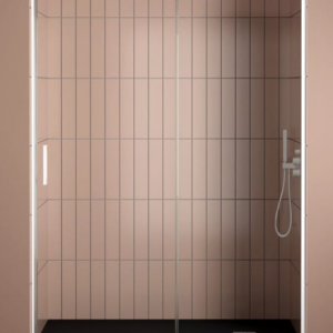 Mampara Ducha Corredera 1 Puerta 1 Fijo | 120 cm (Adaptable 114-119cm) | Vidrio 6 mm Transparente Antical | Perfil Blanco