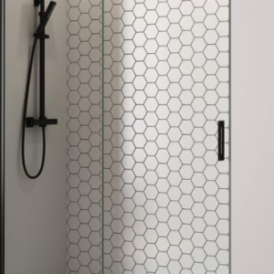 Mampara Ducha Corredera 1 Puerta 1 Fijo | 140 cm (Adaptable 134-139cm) | Vidrio 6 mm Transparente Antical | Perfil Negro