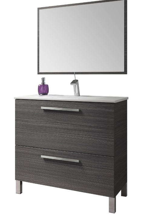 MUEBLE DE BAÑO CON ESPEJO URBAN CENIZA 80X45,5CM