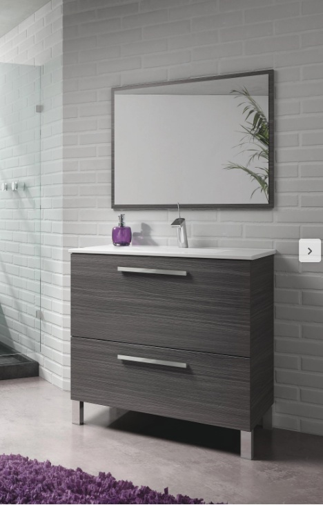 MUEBLE DE BAÑO CON ESPEJO URBAN CENIZA 80X45,5CM - Imagen 2