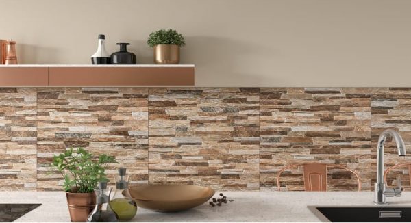 Azulejo porcelánico Vesubio efecto piedra brown 30x60 cm (1,25m²) - Imagen 2