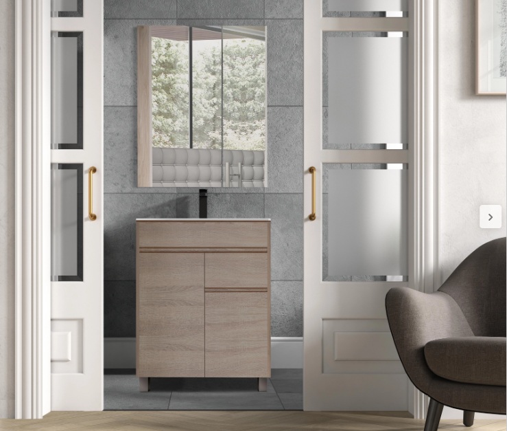 MUEBLE DE BAÑO LONDRES ROBLE 60X45CM 2 PUERTAS Y 1 CAJON - Imagen 2