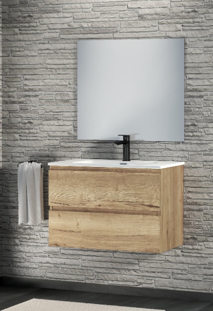 MUEBLE DE BAÑO MAYA ROBLE 100X45CM 2 CAJONES - Imagen 2