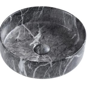 LAVABO SOBREPONER REDONDO 36CM MARMOL NEGRO