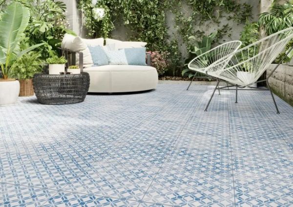 Suelo porcelánico Fresco efecto hidráulico azul 32.9x32.9 cm C3  (0,65m²)