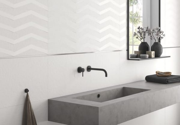 Azulejo cerámico Chalk efecto cemento blanco 40x120 cm  (1,44m²) - Imagen 2
