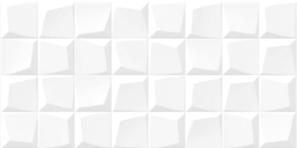 Azulejo cerámico Kubik efecto relieve blanco brillo 30x60 cm  (1,44m²)