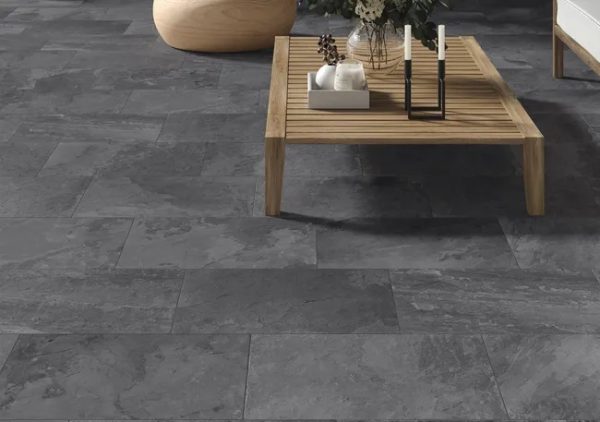 Suelo porcelánico Caletta efecto piedra gris antracita 30x60 cm C3  (1,26m²) - Imagen 2