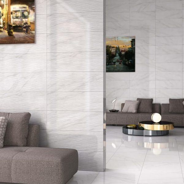 Azulejo cerámico Marmi efecto mármol blanco 30x90 cm (1,35m²) - Imagen 2