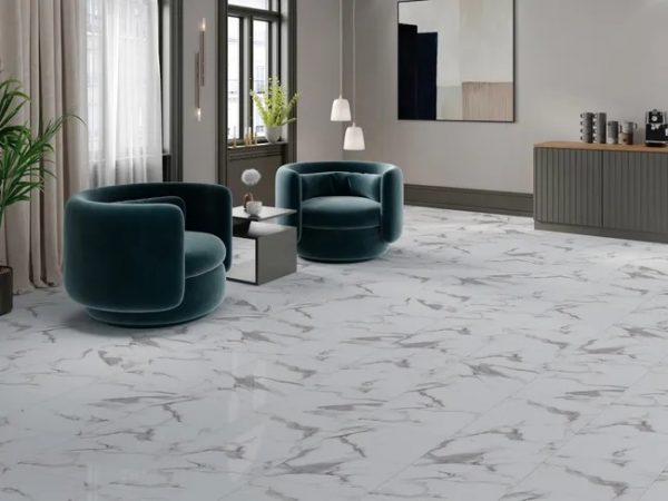 Suelo cerámico New Casablanca efecto mármol blanco brillante 45x45 cm  (1,42m²) - Imagen 2