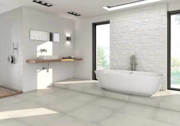 Azulejo cerámico White & Co efecto relieve dice blanco 31.5x100 cm GRESPANIA   (1,26m²) - Imagen 2