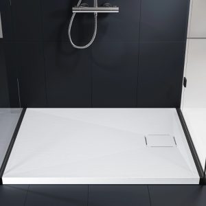 HOROW Plato de ducha blanco con superficie antideslizante, apto para mamparas y cabinas de ducha